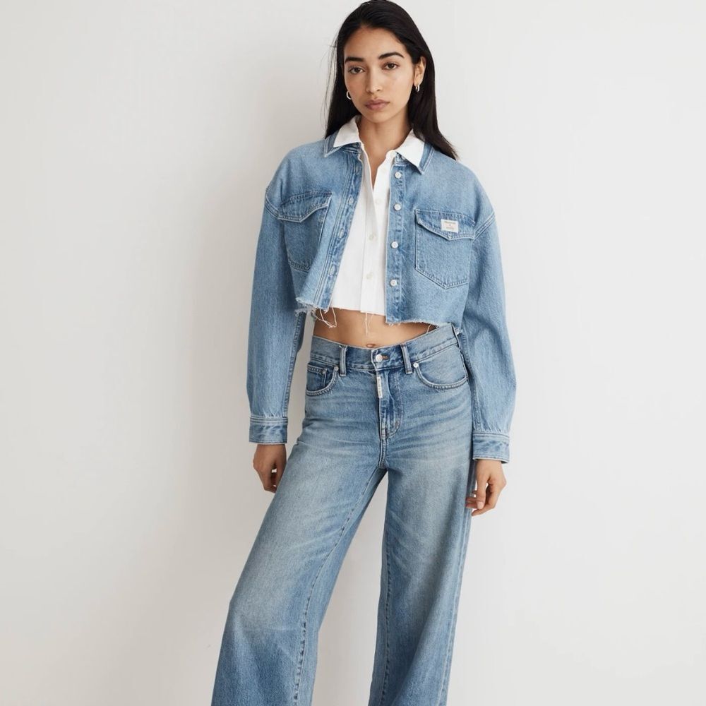 NWT Madewell X Molly Dickson Denim Crop Shirt